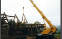 using the crane to lift a truss